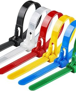 100Pcs Buckle Self-locking Premium Nylon Cable Wire Ties Adjustable Zip ties Straps Fastening Loop Reusable Plastic Nylon Cable Ties (8x400mm)