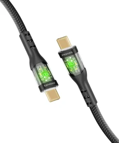 60W Power Delivery Ultra-Fast USB-C Cable with Transparent Shells TransLine-CC