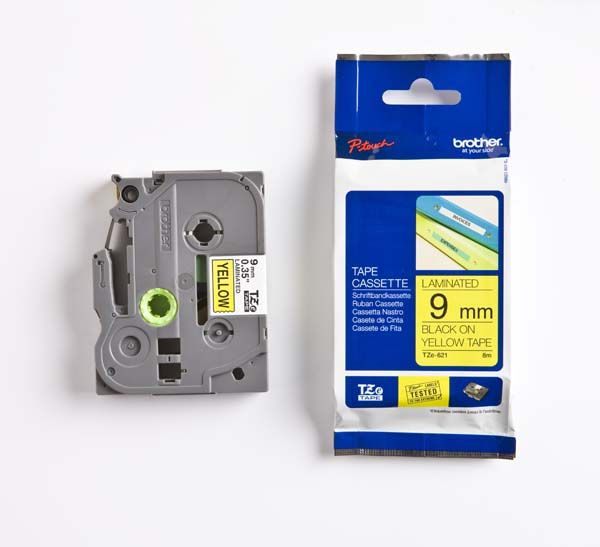 Brother TZE-621 9mm Black on Yellow Tape