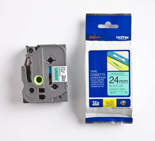 Brother TZe-751 Black On Green Laminated Tape