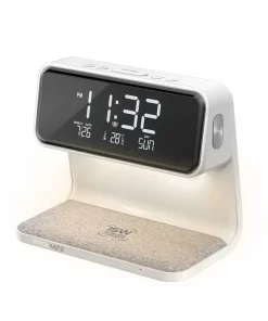 Promate 3-in-1 Multi-Function LED Alarm Clock with 15W Wireless Charger (Lumix-15W) – Silver