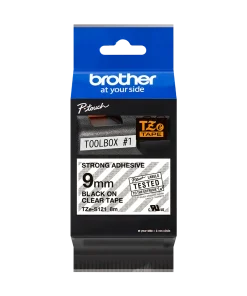 Brother laminated 9mm TZe-s121 black on clear Label Cartridge Compatible